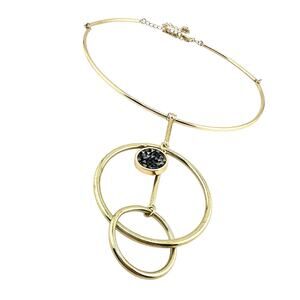 Lane Bryant Modernist Abstract Geometric Faux Druzy Gold Tone 20” Necklace